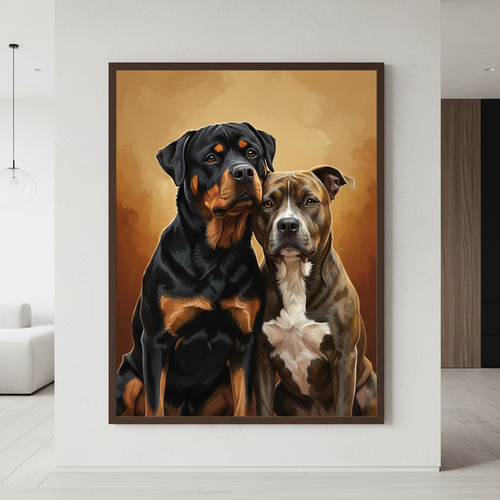 Rottweiler and Pitbull Digital Print